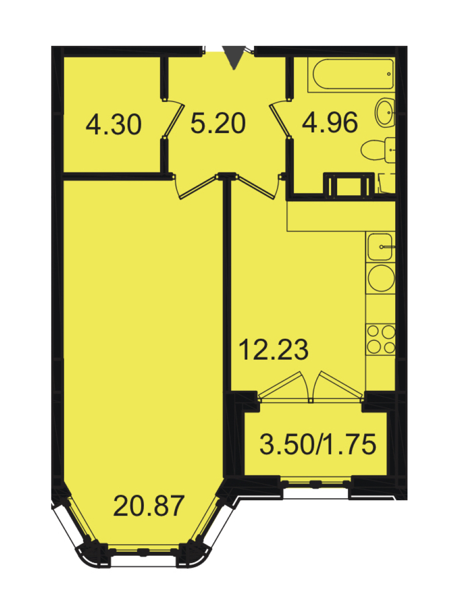 Однокомнатная квартира в Glorax Development: площадь 49.31 м2 , этаж: 4 – купить в Санкт-Петербурге